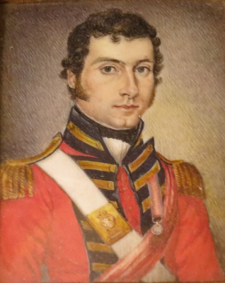 Portrait miniature of Lieutenant Orr, 42nd Highlanders (Black Watch) wearing his Waterloo medal