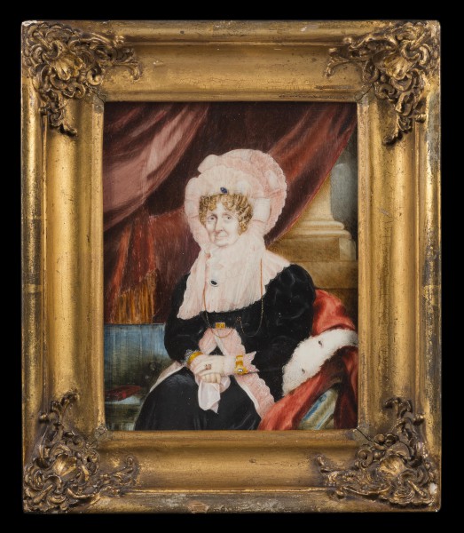 Portrait of a lady identified as Frances, Dowager Viscountess Nelson (1761-1831), watercolour on ivory, signed and dated ‛J.B.Beech 1831’, 180 x 135mm / 7 x 5 ¼ inches. Martyn Downer Works of Art Ltd